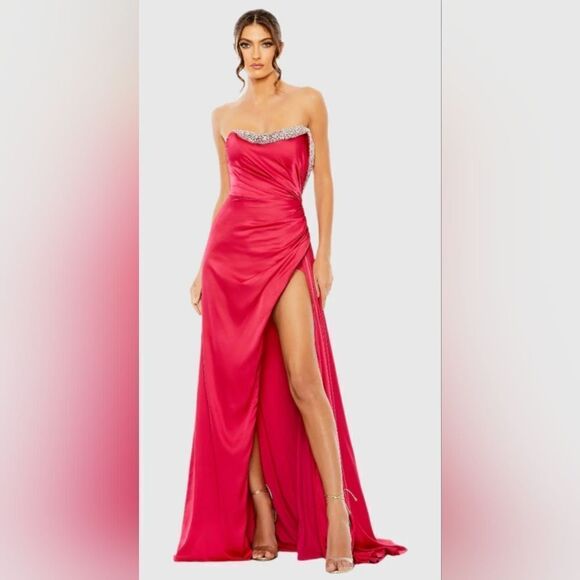 Mac Duggal 11691 Strapless Ruched Embellished Gown NWT...
